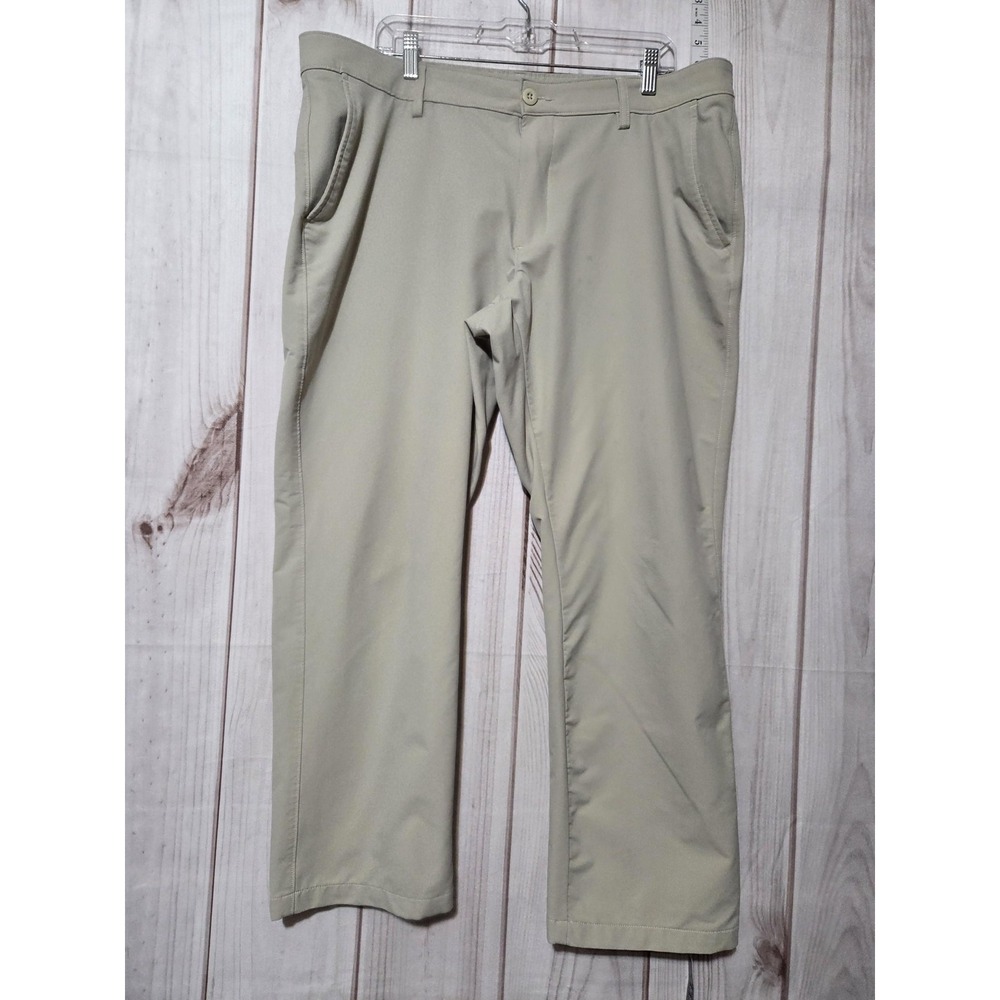 Under Armour Pants Mens 40x30‎ Khaki Performance Golf Flat Front Athletic Chino